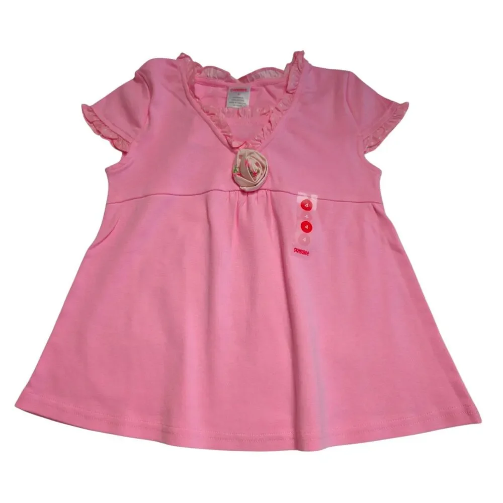 Vintage Gymboree Top Girls Size Pink 100% Cotton Tunic Ruffles Girly Y2K NWT